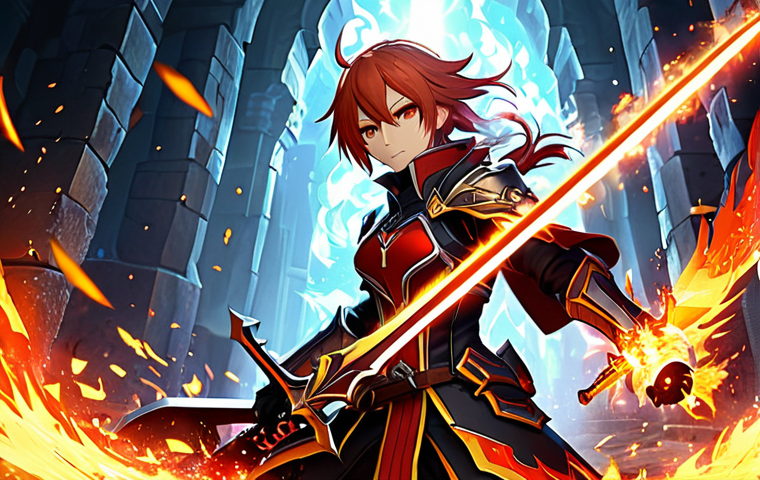 엘소드 스킬큐브 효율적 사용법 - "An Elsword character, specifically a young male warrior resembling Elsword himself, stands in a dim...