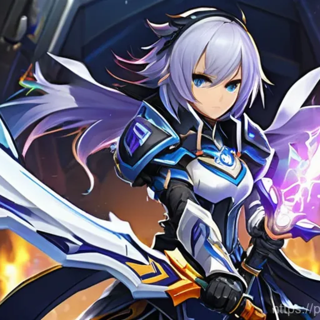 엘소드 나소드 연구소 공략 - A dynamic, action-packed scene within the Nasod Laboratory. An Elsword party composed of a magic-wie...