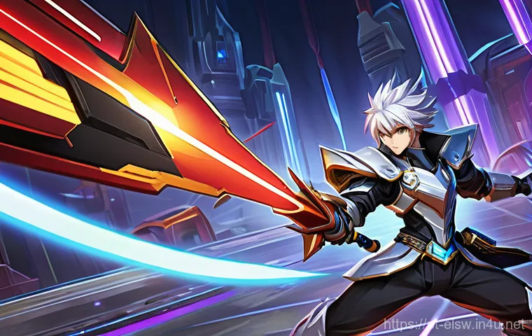 엘소드 나소드 연구소 공략 - A dynamic, action-packed scene within the Nasod Laboratory. An Elsword party composed of a magic-wie...